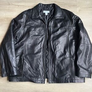 Calvin Klein Men's Classic Black Leather Jacket SZ XXL